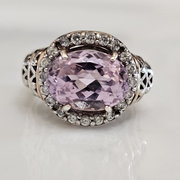 Natural Kunzite & Zircon Ring Palladium Sterling Silver 18k Rose Gold Sz 8! - Picture 12 of 12